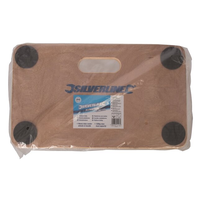 Silverline Plateauwagen hout - 150 kg draagvermogen, EVA antislip, 30 x 50 cm - houtkleur - verhuizen en transport