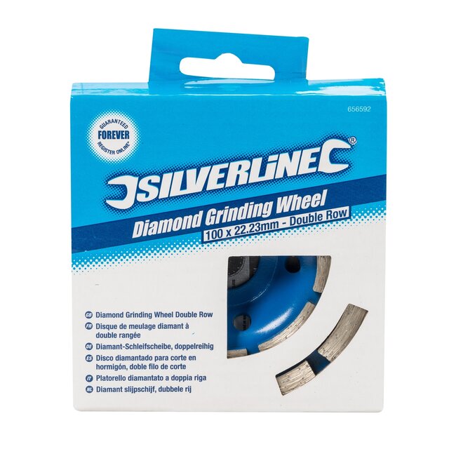 Silverline diamant komschijf dubbele rij - diameter 100 mm, asgat 22,23 mm - slijpen nat/droog - beton, metselwerk, steen