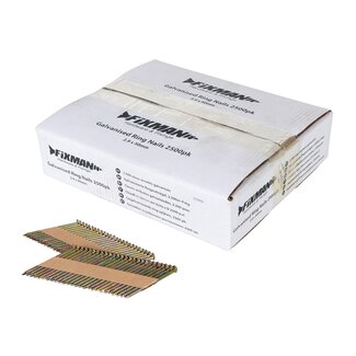 Fixman ringnagels - gegalvaniseerd staal - weerbestendig - 2,9 x 50 mm - geel - 2500 stuks - houtverbindingen