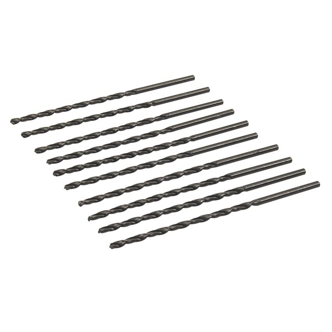 Silverline Set lange metaalboren - HSS-R staal - 118 graden punt - Ø 3 x 100 mm - zwart - 10 stuks - metaal, kunststof en hout