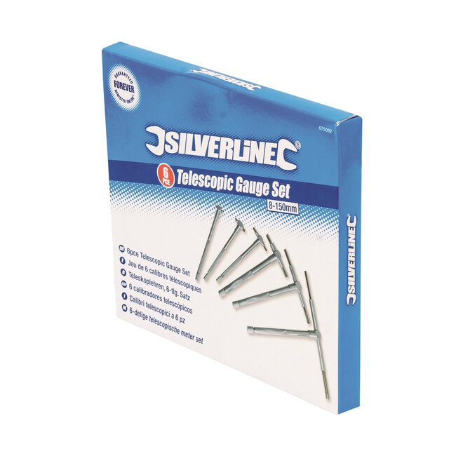 Silverline telescopische binnenmeters - chroomgeplateerd staal - zelfcentrerend - 8-150 mm 6-delig - chroom - binnenmetingen
