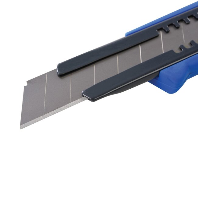 Silverline Afbreekmes - metalen frame en kunststof handvat - precisiesnijden - 18 mm - blauw - 36 stuks - papier en karton