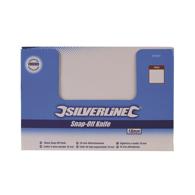 Silverline Afbreekmes - metalen frame en kunststof handvat - precisiesnijden - 18 mm - blauw - 36 stuks - papier en karton