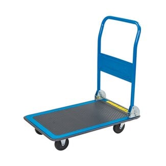 Silverline plateauwagen inklapbaar - 46,5 x 72,5 cm - staal, poedercoating - antislip en bumperstrip - blauw - magazijn en kantoor