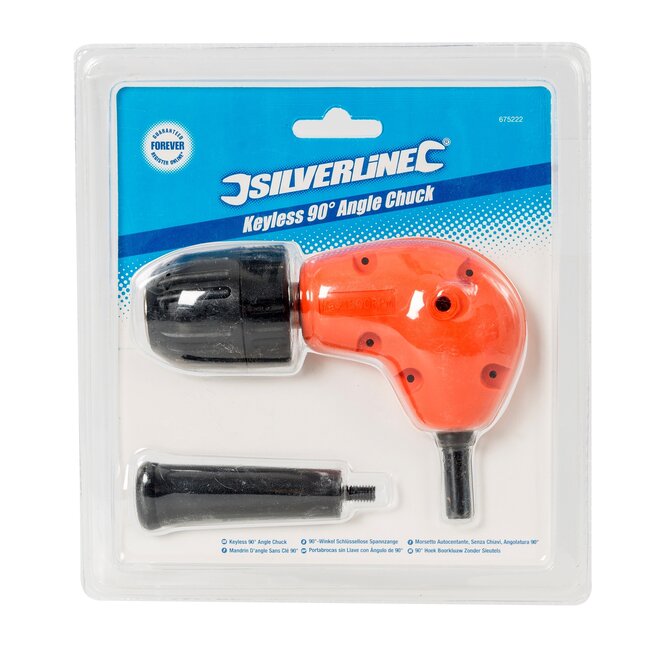 Silverline Boormachineaccessoire - haakse sleutelloze spankop - nylon hulzen - 0,8-10 mm - blauw - voor boren op krappe plekken