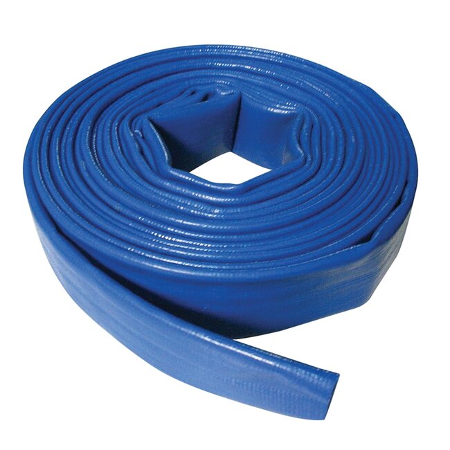 Silverline dompelpomp afvoerslang - flexibel pvc - plat - 10 meter - diameter 50 mm - blauw - voor leegpompen vijver en zwembad