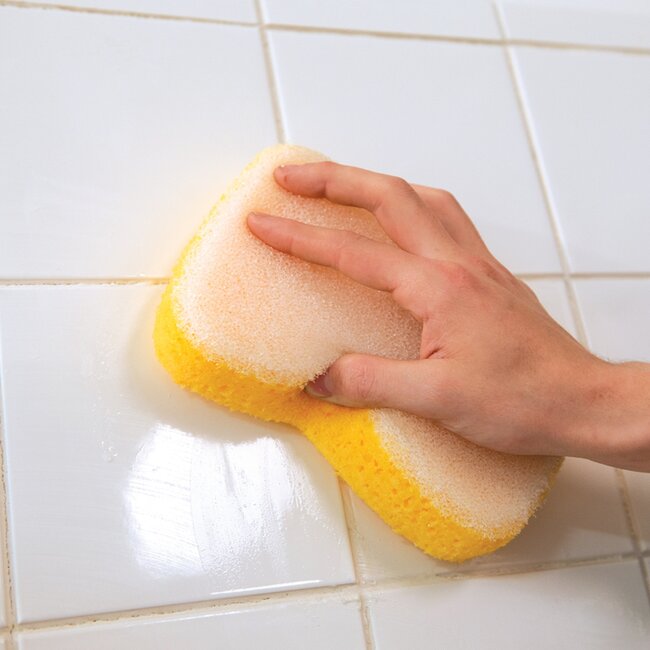 Silverline Voegspons - schuimrubber - voor voegmiddel aanbrengen en tegelpolijsten - 185 x 125 x 50 mm - geel - tegels