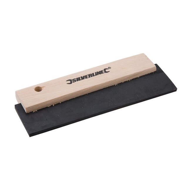 Silverline voegspaan - rubber - flexibel voor voegmortel - 20 cm - zwart - houten handvat - vloer- en muurtegels
