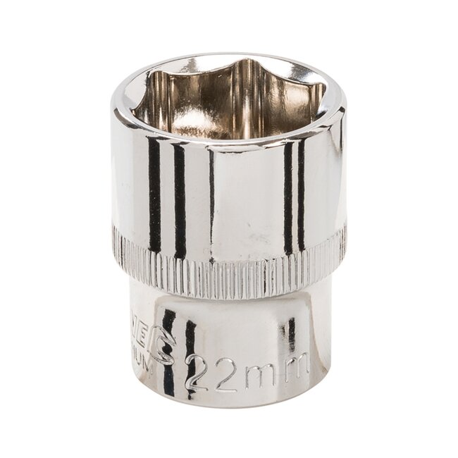 Silverline Zeskantdop 22 mm - chroom-vanadiumstaal - maximale koppeloverdracht en roestbestendig - zilver - voor ratel 1/2 inch