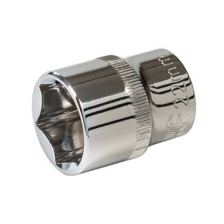Silverline Zeskantdop 22 mm - chroom-vanadiumstaal - maximale koppeloverdracht en roestbestendig - zilver - voor ratel 1/2 inch