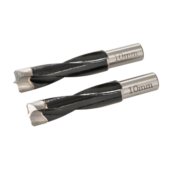 Triton Deuvelmachine boor bits - hardmetaal - dubbele groef - 10 mm - 2 stuks