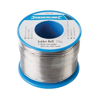 Silverline Soldeertin - 60/40 tin/lood - 1 mm - 250 g - Rol Silverline Soldeertin - 60/40 tin/lood - 1 mm - 250 g - Rol