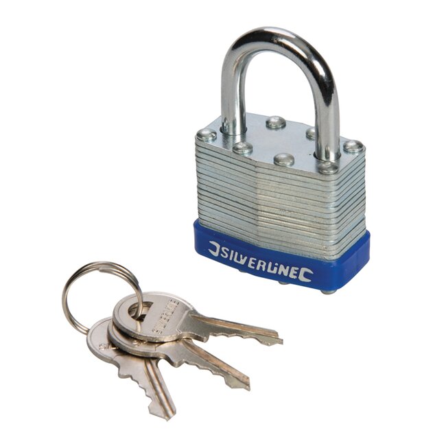 Silverline Gelamineerd hangslot - dubbele vergrendeling - inclusief 3 sleutels - 50 mm