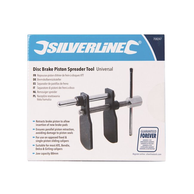 Silverline remzuiger spreider - staal - universeel - terugtrekken - 88 mm kaakwijdte - zwart - vaste en enkelzuiger autoremklauwen