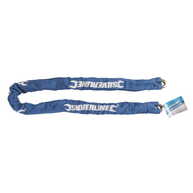 Silverline Kettingslot fiets - gehard staal - 10 mm schakels - roestbestendig met hoes - 120 cm - geel gepassiveerd