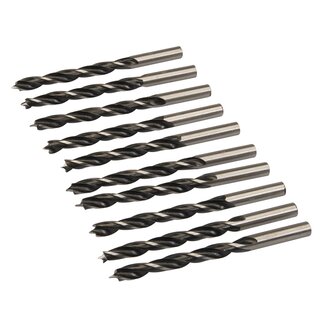 houtborenset - koolstofstaal - centreerpunt, dubbele spiraal - 8 mm - zwart - 10 stuks - hout en plaatmateriaal
