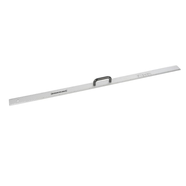 Silverline Aluminium liniaal met handvat - afgeschuind - 120 cm - glanzend - met hanggat