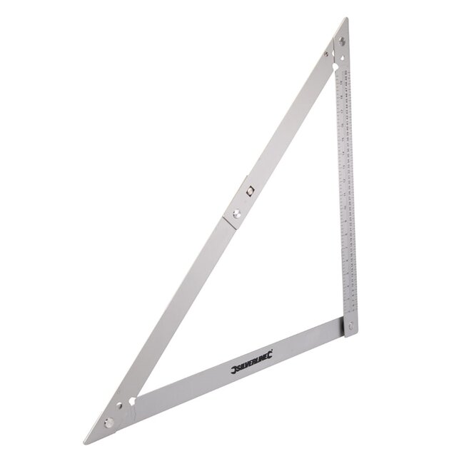 Silverline Opvouwbare timmermanswinkelhaak - aluminium - 60 cm - zilver - 90 en 45 graden, metrische schaal - voor houtbewerking