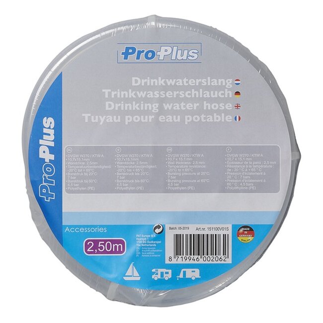 ProPlus Drinkwaterslang - 2.5 meter - Transparant - Ø 15 mm - Ø 10 mm - Temperatuurbestendig