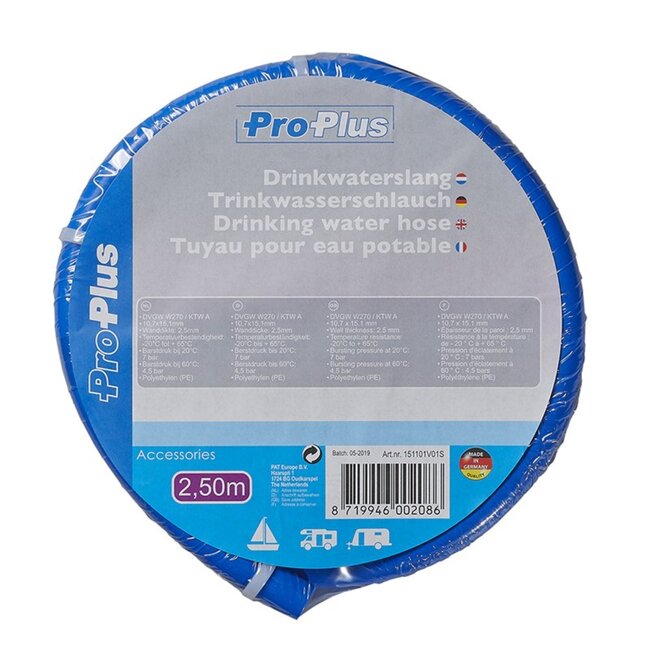 ProPlus Drinkwaterslang - 2.5 meter - Temperatuurbestendig - Ø 15 mm - Blauw