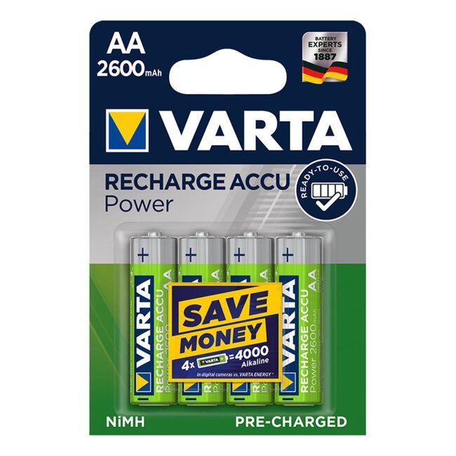 Varta Oplaadbare AA-batterijen - NiMH - 2600 mAh - 1,2V - 4 stuks