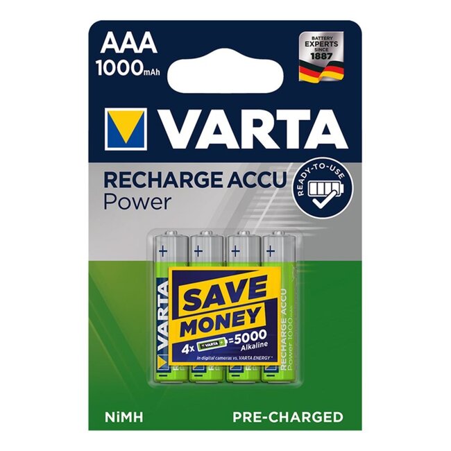 Varta Oplaadbare AAA batterijen - NiMH - 1000 mAh - 1,2V - 2 stuks