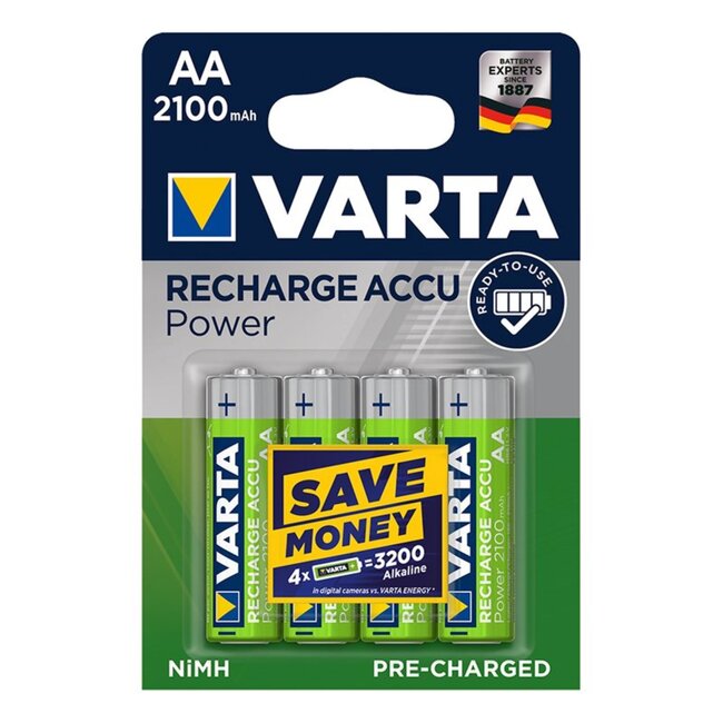 Varta Oplaadbare AA-batterijen - NiMH - 2100 mAh - 1,2V - 4 stuks