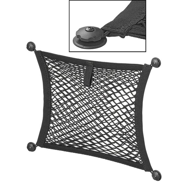 ProPlus Elastisch opbergnet - dubbel - zelfklevend of schroefbevestiging - zwart - 40 x 34 cm