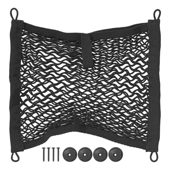 ProPlus Elastisch opbergnet - dubbel - zelfklevend of schroefbevestiging - zwart - 40 x 34 cm