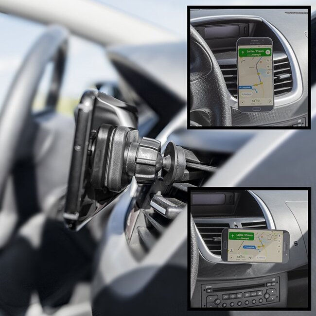 ProPlus Universele smartphonehouder met magneet voor ventilatierooster - zwart - schokbestendig - eenvoudig te bevestigen