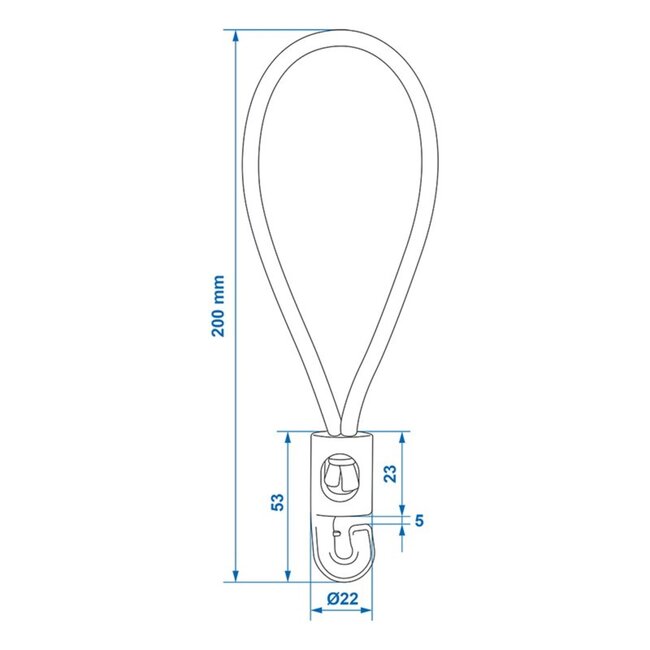 ProPlus Elastische lussen - kunststof haak - Ø 22 x 200 mm - set van 10 - zwart