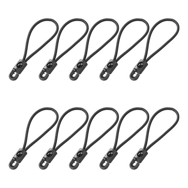 ProPlus Elastische lussen - kunststof haak - Ø 22 x 200 mm - set van 10 - zwart