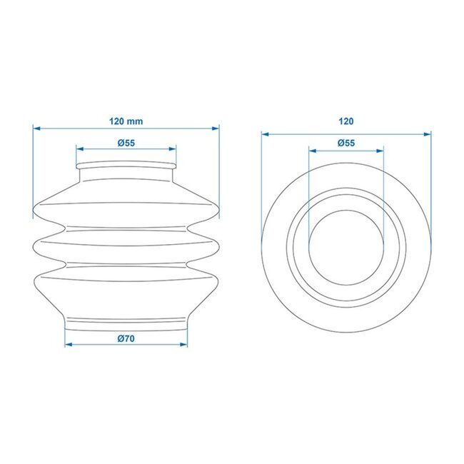 ProPlus Stofhoes voor oplooprem - Duurzaam rubber - Ø 55/70 x 115 mm - Eenvoudige montage