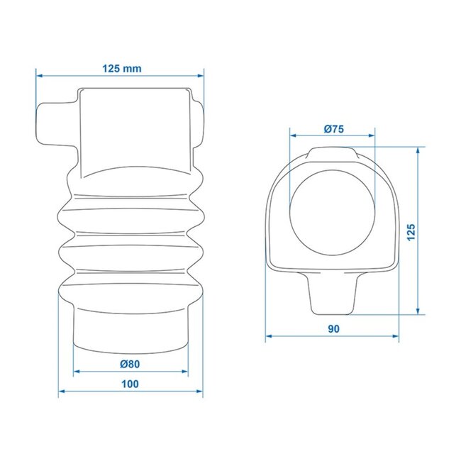 ProPlus Stofhoes voor oplooprem - Ø 75/80 x 125 mm - Inclusief bevestigingsmateriaal - Rubber