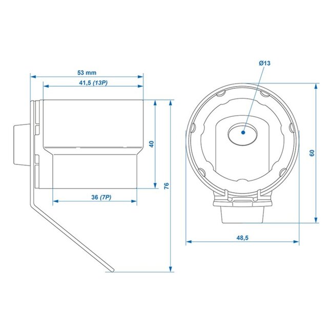 ProPlus Stekkerhouder - Geschikt voor 7 en 13-polige stekkers - Kunststof - Blauw - 76 x 60 x 48,5 mm