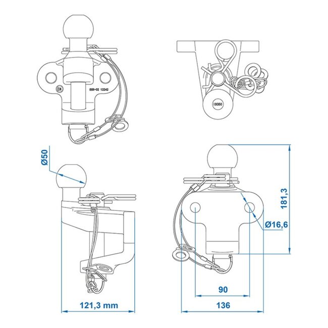 ProPlus Gecombineerde trekhaakkogel - Ø 50 mm - Zilver - Max. 3500 kg