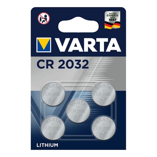 Varta Lithium knoopcelbatterijen - CR2032 - 3V - 230mAh - 5 stuks