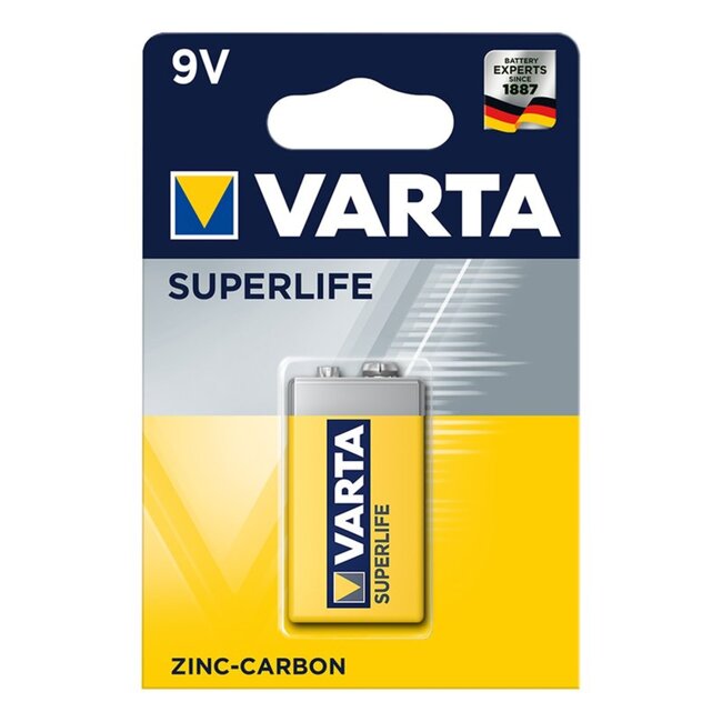 Varta 9V batterij - zinkkoolstof - 380 mAh - betrouwbare energie voor lage stroombehoefte