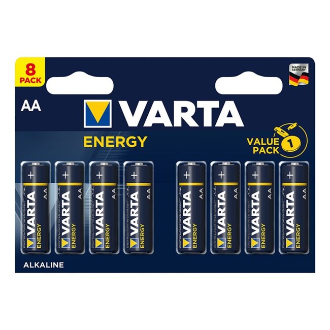 Varta Set van 8 krachtige alkaline batterijen - LR06/AA - 1,5 Volt - Lekvrij en lange levensduur