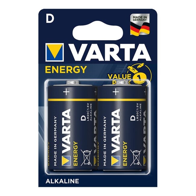 Varta Langdurige alkaline D-batterijen - 1,5V - set van 2 - lekbestendig