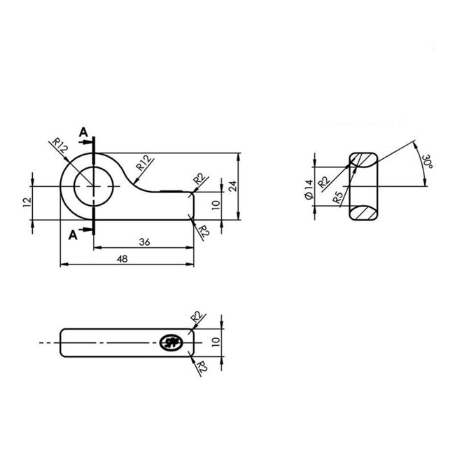ProPlus Tegenstuk voor spansluiting - 48 x 10 mm - Ø 12 mm gat - Stevig en betrouwbaar