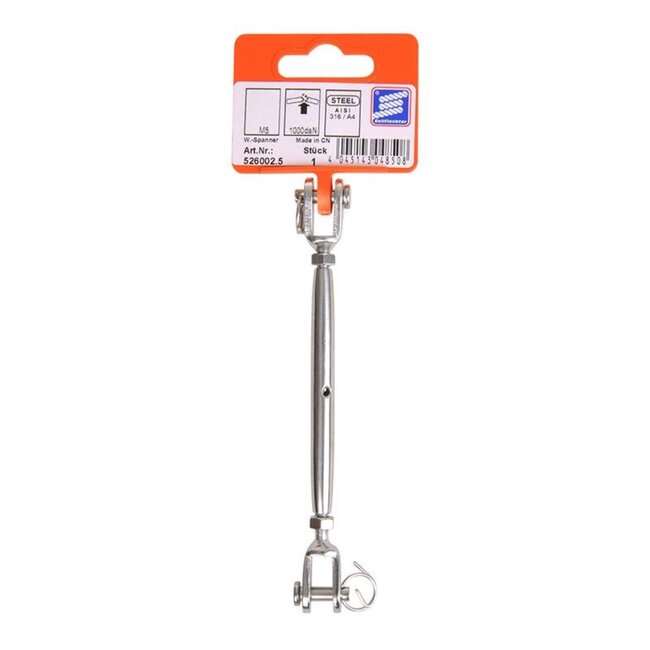 Seilflechter Wantenspanner - RVS AISI 316 - M5 - 1000 daN - Zilver