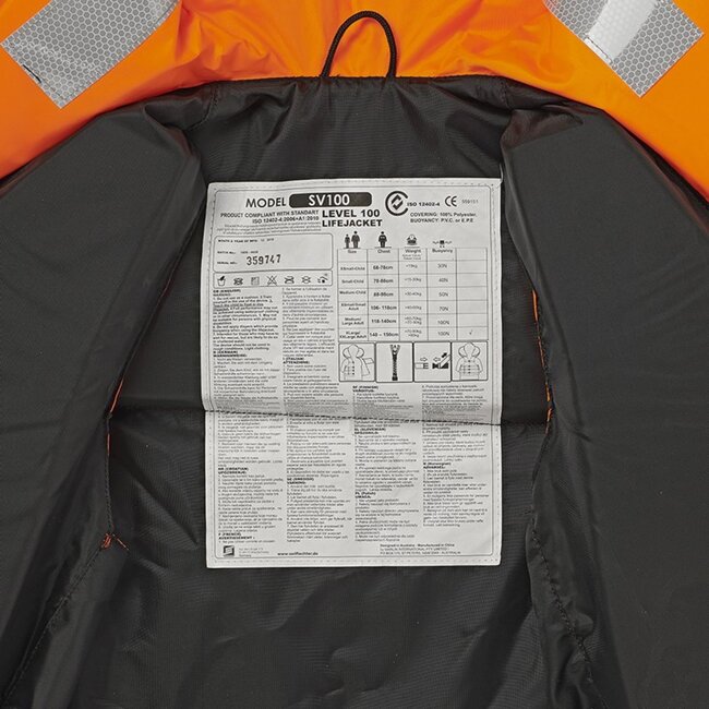Seilflechter Reddingsvest voor volwassenen - Fluorescerend oranje - 100N drijfvermogen - Maat XL/XXL - ISO gecertificeerd