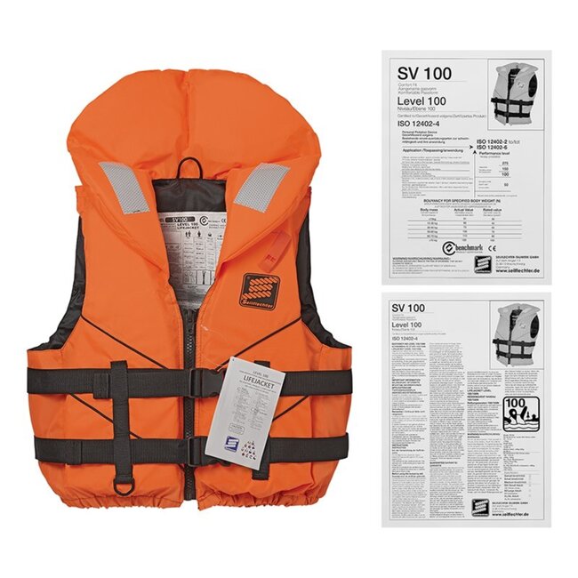 Seilflechter Reddingsvest voor volwassenen - Fluorescerend oranje - 100N drijfvermogen - Maat XL/XXL - ISO gecertificeerd