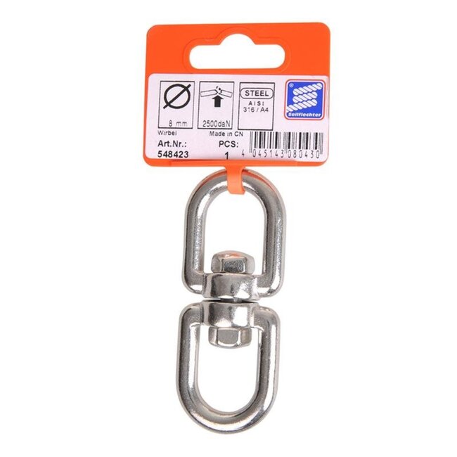 Seilflechter Wartelsluiting - 8 mm - RVS AISI 316 - Oog/Oog - 2500 daN