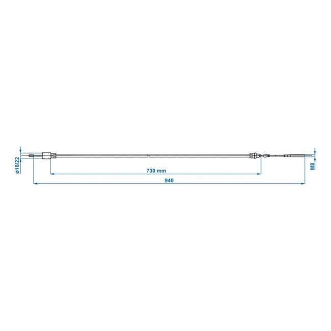 ProPlus Verstelbare remkabel - 730/940 mm - Ø 22 mm - metaal en nylon - voor aanhangers en trailers