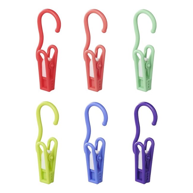 ProPlus Wasknijpers - Kleurenmix - Grote Haak - Kunststof - 6 Stuks
