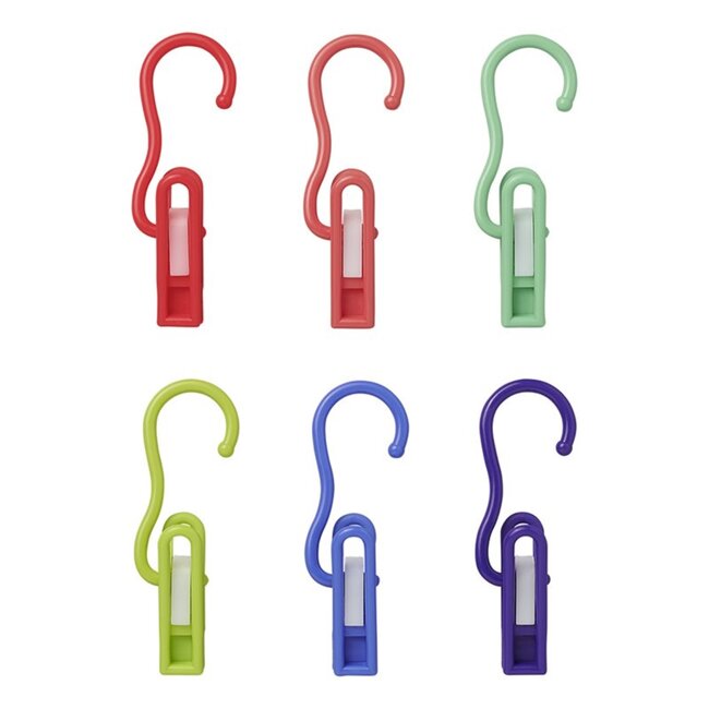 ProPlus Wasknijpers - Kleurenmix - Grote Haak - Kunststof - 6 Stuks