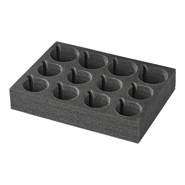 Pro Plus Bekerhouder - Hard Foam voor 12 Glazen en Kopjes - 34 x 25 x 6 cm - Zwart