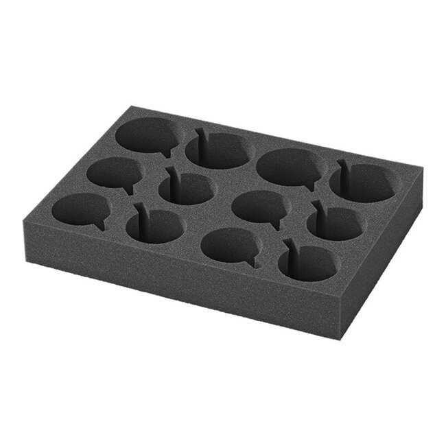 Pro Plus Bekerhouder - Zacht Foam voor 12 Glazen en Kopjes - 34 x 25 x 5 cm - Zwart